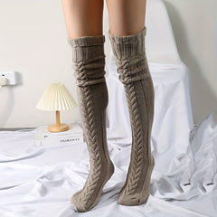 Knitted Thigh High Socks Women's Stockings