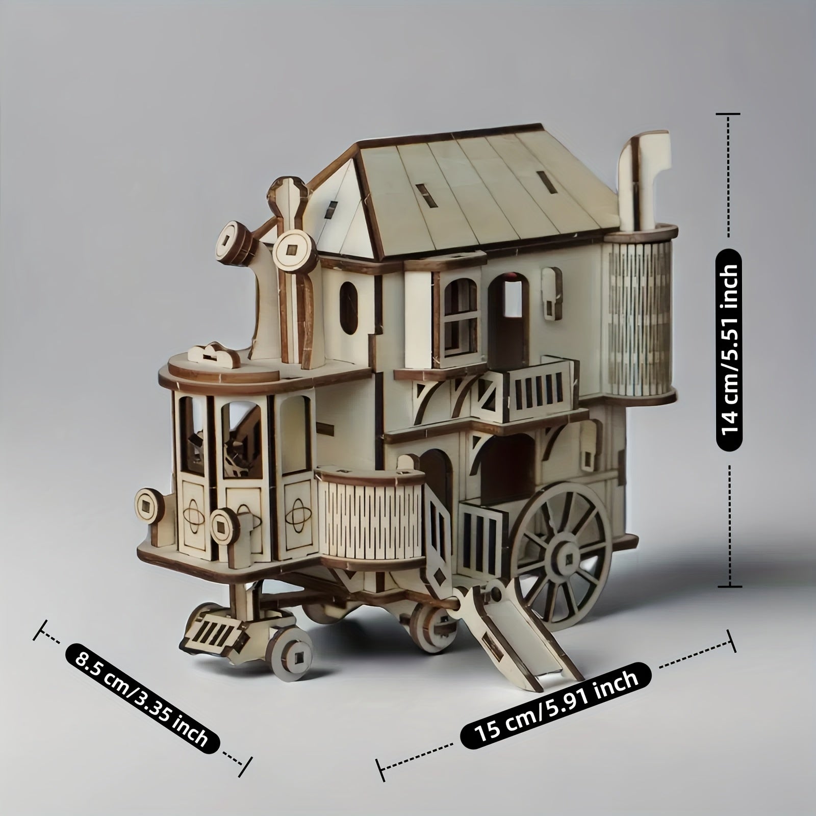 3D Wooden Puzzle Snail RV Mobile Castle Model