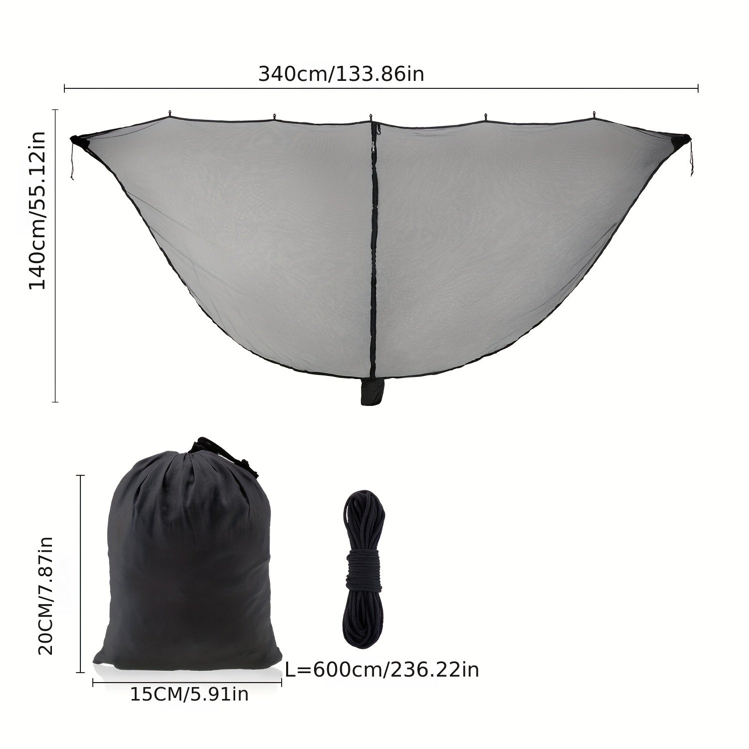 Portable Hammock Bug Net with Zipper for Camping Travel