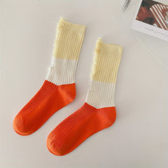 Colorblock Socks Comfortable Breathable Women's Stockings