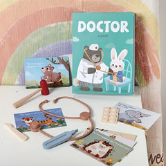 Silicone Doctor Toy Set Play Doctor Kit with Stethoscope Playset and Playmat