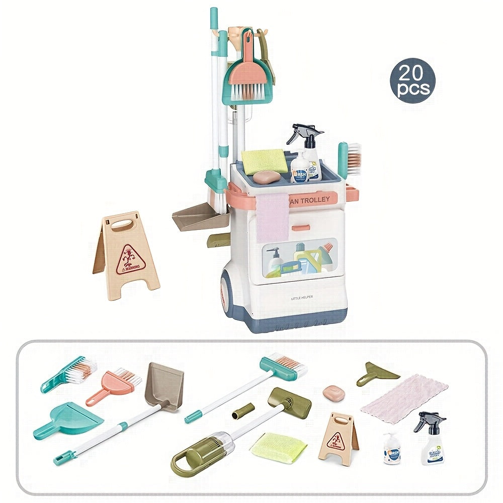 Kids' Play Kitchen Cleaning Set with 20pcs