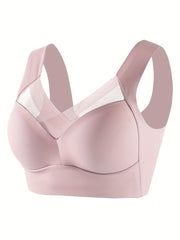 High Elasticity Women's Sports Bra Wire-Free Padded Mesh Insert