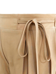 Tied Waist Pleated Straight Leg Casual Pants