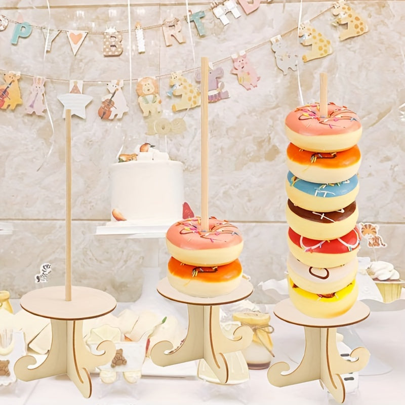 Wooden Donut Stand Cake Holder Party Decorations
