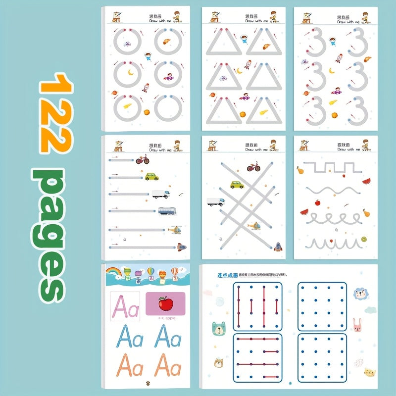 122 Pages Reusable Magic Practice Copybook Set - Pen Control Training