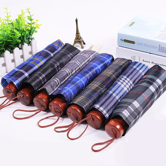 Travel Umbrella Windproof Rainproof Ten Bone Grid Large