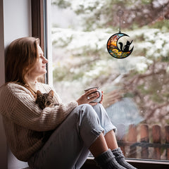 Cat Memorial Suncatcher Pet Loss Stained Glass Light Catcher For Cat Christmas