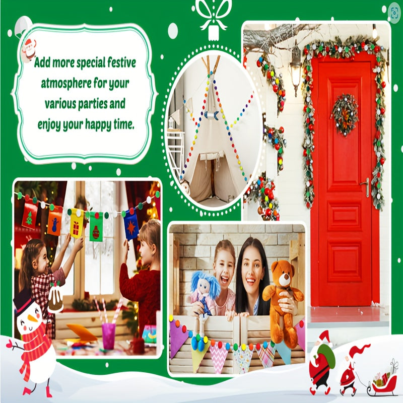 Colorful Pom Pom Garland 6.5 Feet Long Felt Ball Garlands