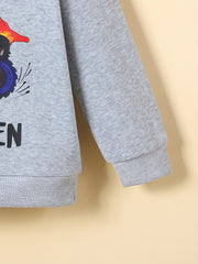 Cartoon Truck Letter Print Crew Neck Sweatshirt for Boys