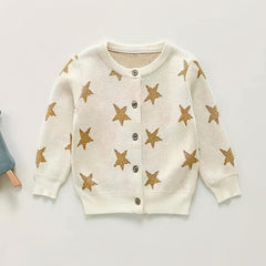 Baby Star Knit Sweater Coat Button Cardigan Top