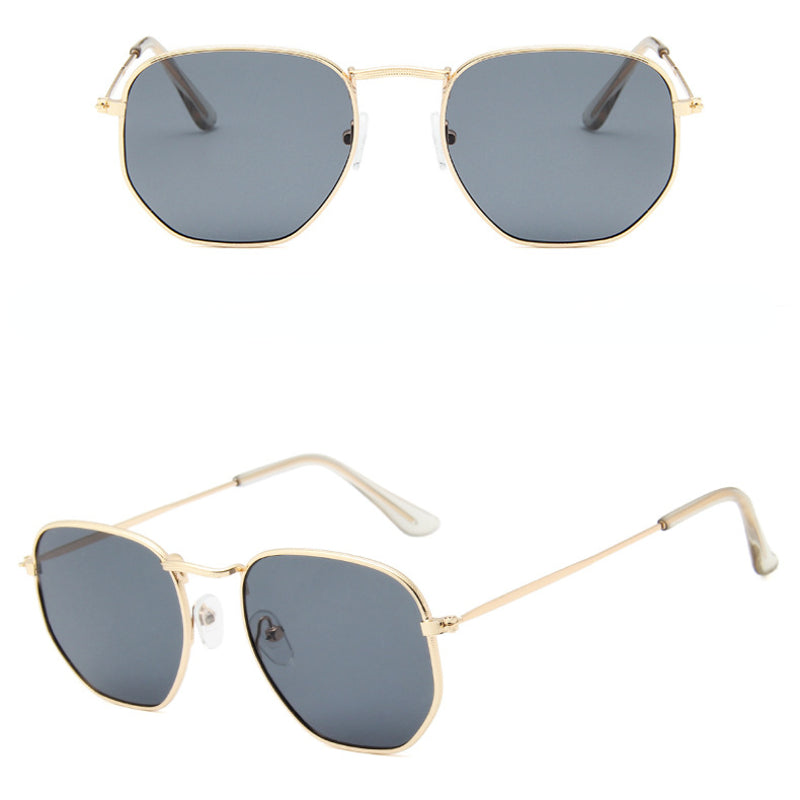 Square Vintage Sunglasses Men Women Sun Glasses Female Metal Lens