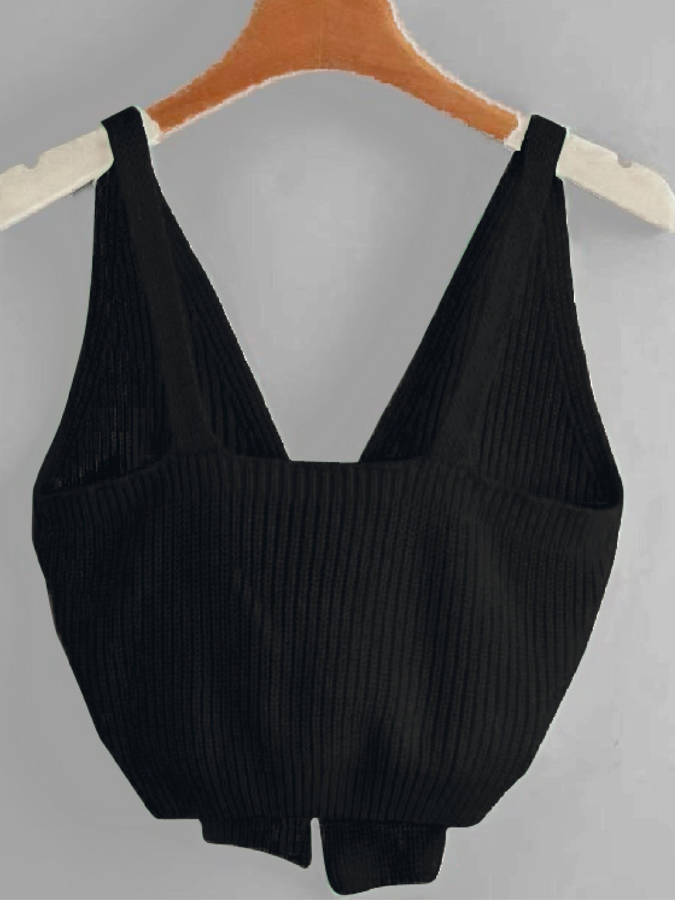 Knitted Bow Front V Neck Sleeveless Top