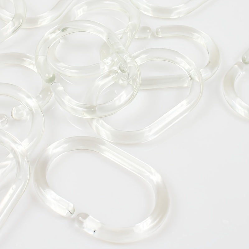 Clear Plastic Shower Curtain Rings Hooks - Set of 12