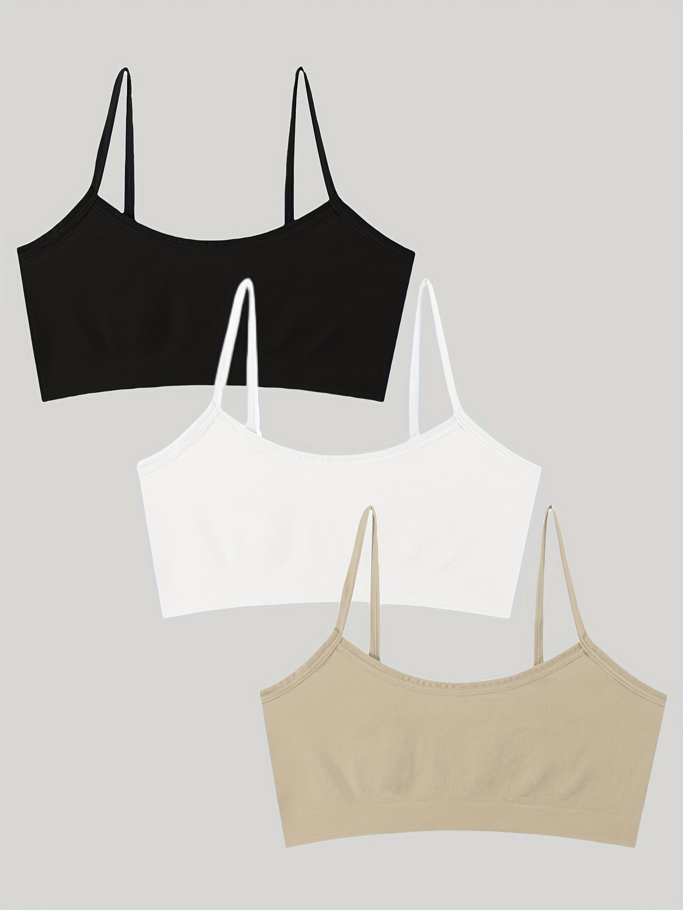3pcs Girls Stripe Bras Soft Bralette Underwear