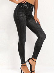 Women's Plus Denim Print High Rise Leggings