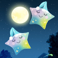 2pcs Sleepy Stars Aluminum Film Balloons Party Decoration Supplies