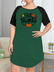Pumpkin Print Raglan Sleeve Tee Sleep Dress