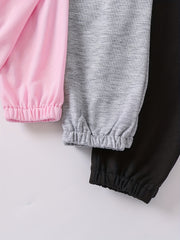 3 Girls Solid Jogger Sports Pants Comfortable Active Sweatpants