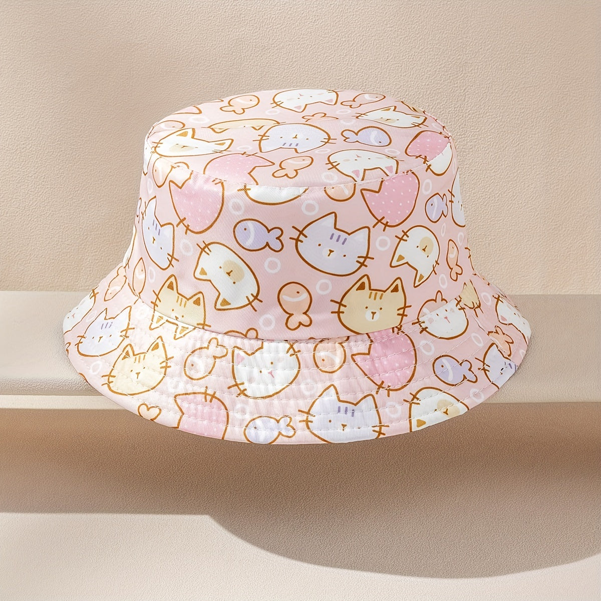 Kids' Warm Cat Pattern Bucket Hat