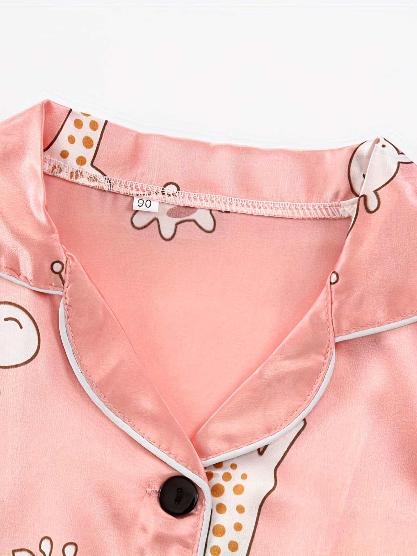 Giraffe Pattern Family Pajamas V-Neck Top & Shorts Set