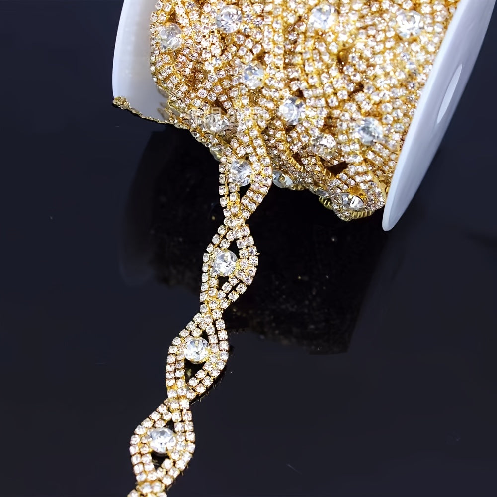 1 Yard Rhinestone Trim Chain Applique Sewing DIY Decoration