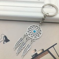 Alloy Dream Catcher Pine Feather Tassel Keychain Bag Pendant for Men