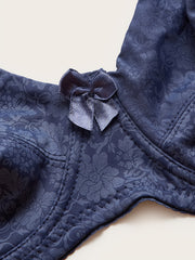Floral Print Knot Front Push Up Bra Plus Size Medium Stretch Lingerie