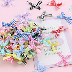 100pcs Colorful Plaid Small Bows DIY Hairpin Headgear Accessories