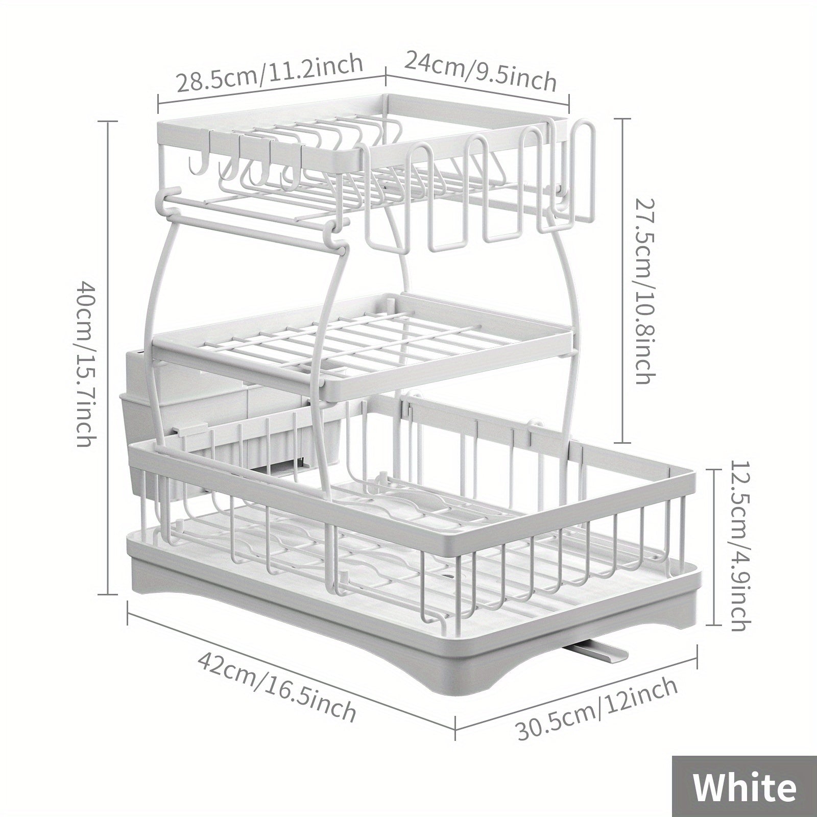 3 Tier Large Dish Drying Rack Organizer with Utensil Holder