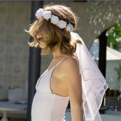 Rose Headband Long Veil Hair Accessory