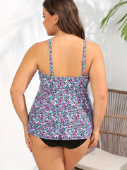 Floral Print Boho Swimsuit Set Cami Top & Underwear Plus Size