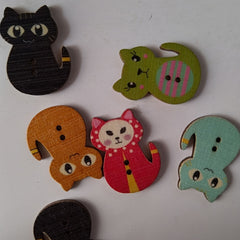 Cat Shape Wooden Sewing Button 2 hole Scrapbooking Embellishments