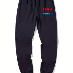 Basketball Graphic Drawstring Joggers Men's Sweatpants