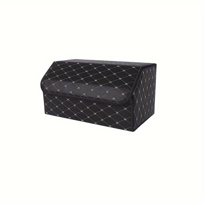 1pc Car Trunk Storage Box PU Leather Organizer Dustproof Lid Supplies