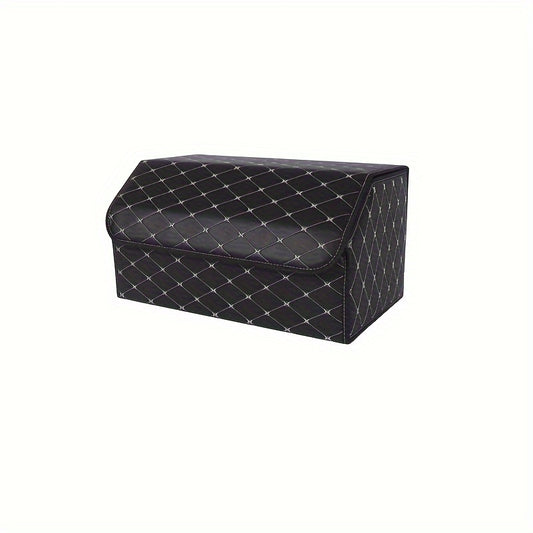 1pc Car Trunk Storage Box PU Leather Organizer Dustproof Lid Supplies