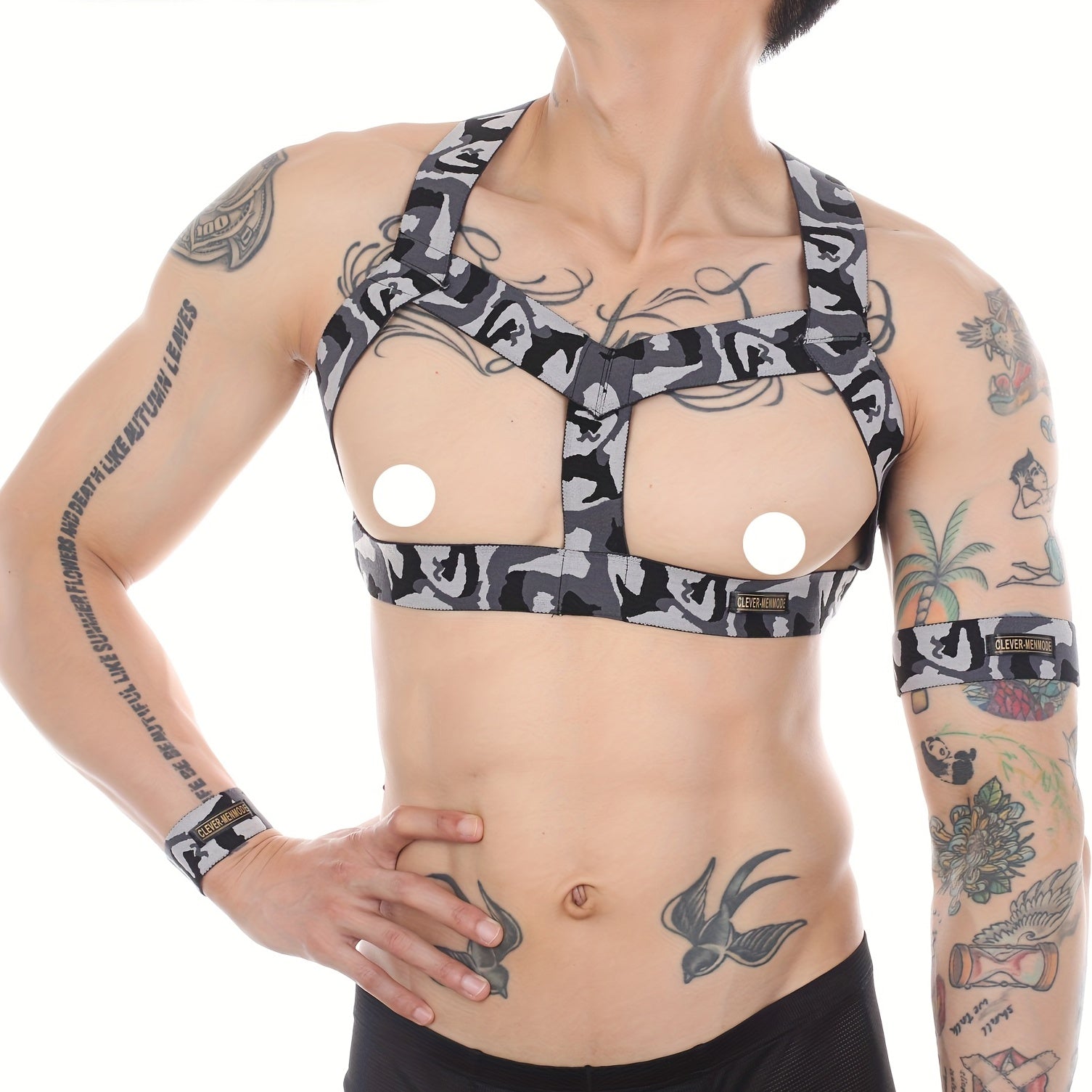 Men's Camo Muscle Chest Strap Night Club Performance Belt