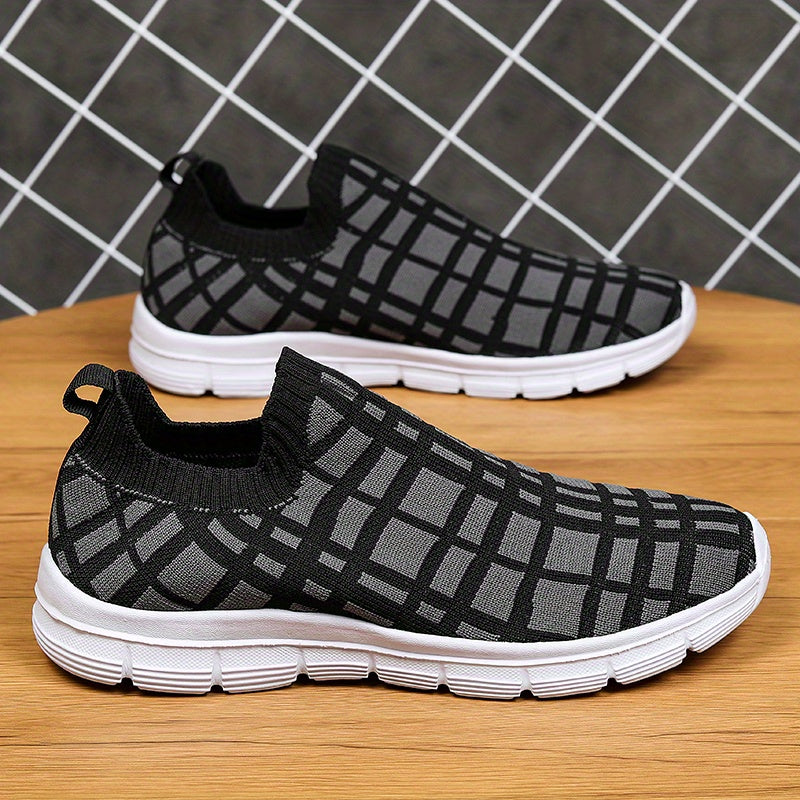 Women's Plaid Pattern Socks Sneakers Lightweight Knit Walking Shoes