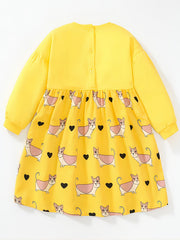 Toddler Girls' Dogs Graphic Long Sleeve Princess Dress