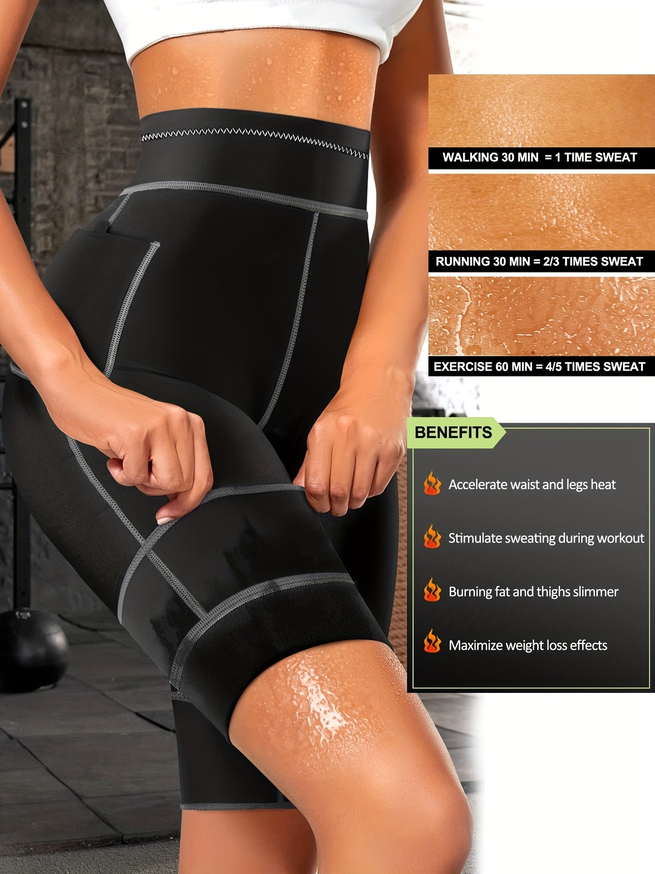 Moisture Wicking Sports Shorts Side Pockets Sweat Sauna Yoga Fitness