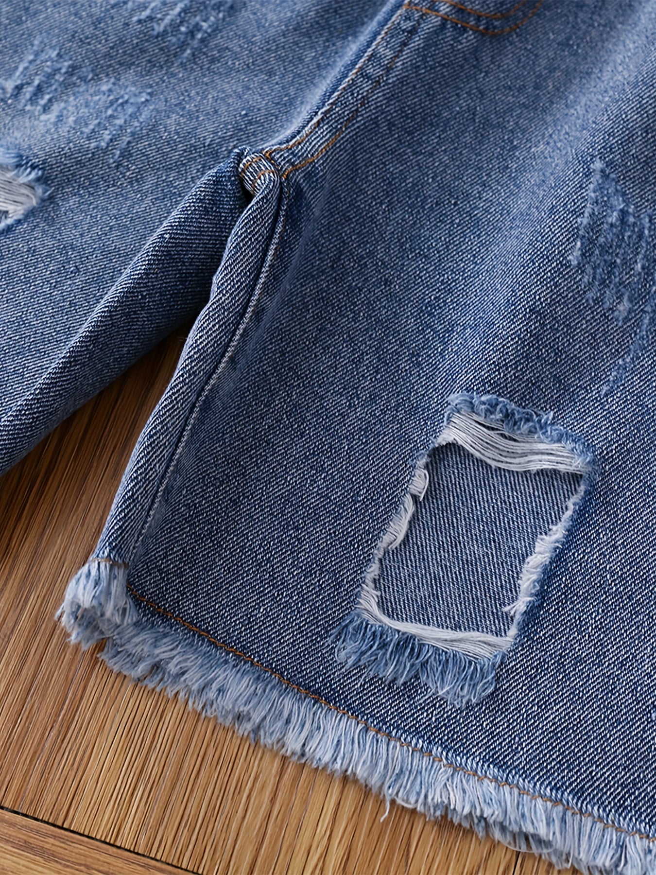 2pcs Boys Block Striped Tee & Short Jeans Set Summer Kids Outfits