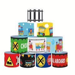 12pcs Train Themed Party Favors PVC Stickers Colorful Railroad Designs