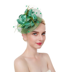 Vintage Bridal Mesh Hat with Feather Hair Ornament