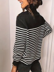 Stripe Print High Neck Jumper