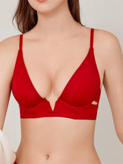 Cut Out Solid Plunge Bra Women's Lingerie
