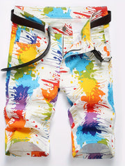 Men's Slim Fit Colorful Printed Jeans