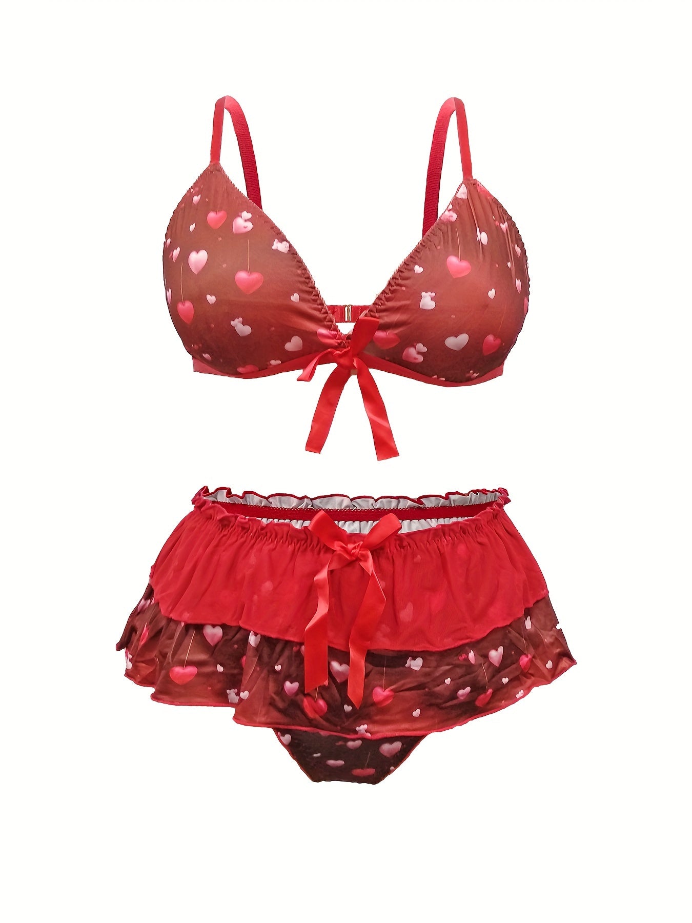 Heart Print Bra & Panty Lingerie Set