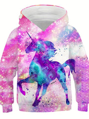Kids Cartoon Unicorn Hoodie Boys Girls Sweatshirt 4-14 Years Old