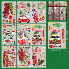 Christmas Window Stickers Set - Gingerbread Man, Santa Claus, Tree, Deer, Cat