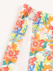 Floral Print Sexy Cover Up Skirt Ring Linked Split Beachwear Cover Up Skirt